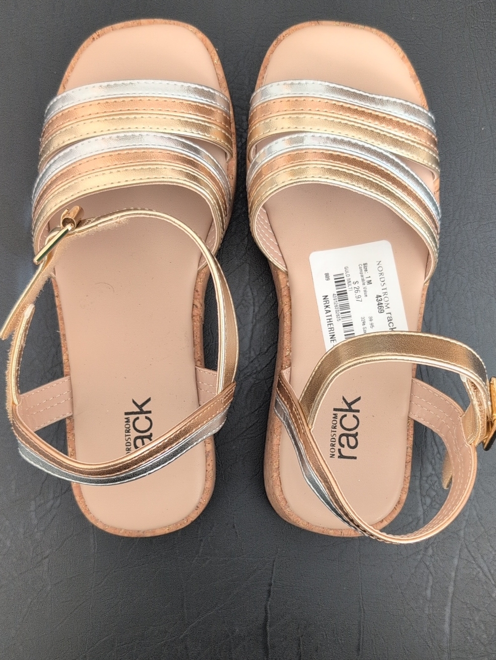 Nordstrom Rack Girls Sparkle Platform Sandals with Gold and Silver Straps